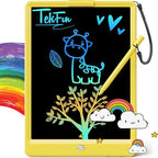 TEKFUN Toys for Girls Boys 10IN LCD Writing Tablet, Magic Doodle Board with Anti-Lost Stylus, Mess Free Coloring for Toddlers Drawing Pad, Toddler Travel Car Plane Trip Toys Gifts (Yellow)