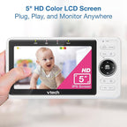 VTech 2-Cameras Smart WiFi Baby Monitor with 1080p FHD Camera and 5" HD IPS Screen, Free App with Motion Video, Sound/Motion Detection and Notifications, Split-Screen, Pan-Tilt-Zoom: VM901-2HD