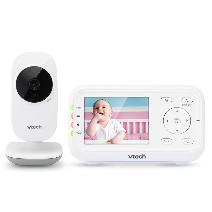 VTech VM3252 Video Baby Monitor with 1000ft Long Range, Auto Night Vision, 2.8” Screen, 2-Way Audio Talk, Temperature Sensor, Lullabies