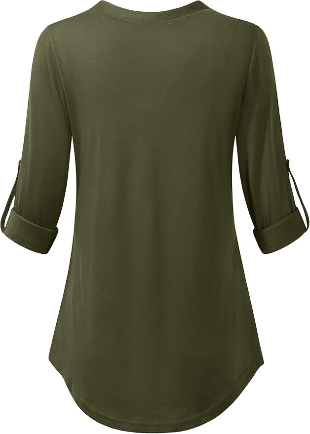 Joymom Maternity Rolled Long Sleeve Nursing Tops Tunic Blouses Breastfeeding