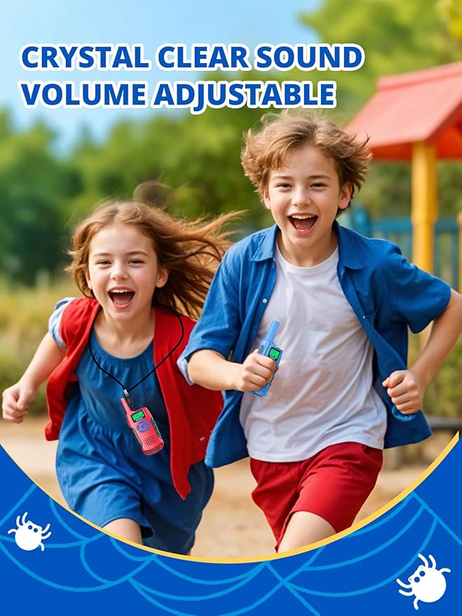 Walkie Talkies for Kids Rechargeable,Toys for Boys and Girls Ages 3-12, 2 Pack Long Range 2-Way Radios, Birthday Gifts,Christmas Stockings, Outdoor Play, Family Games, Hiking Camping Gear