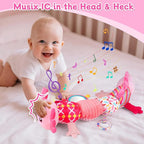 Baby Girls Toys 0-6 6-12 Months,Sensory Axolotl Caterpillar Toys Baby Rattles Musical Tummy Time Toys for 0 3 6 9 12 Months Stuffed Plush with Crinkle, Mirror,Teether for Infant Newborn Shower Gifts