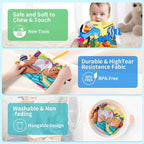 Baby Books 0-6 Months, 2PCS Crinkle Books for Babies, Touch and Feel Sensory Cloth Book 6-12 Months, Tummy Time Toys, Baby Toys for Newborn 6 Page Pink