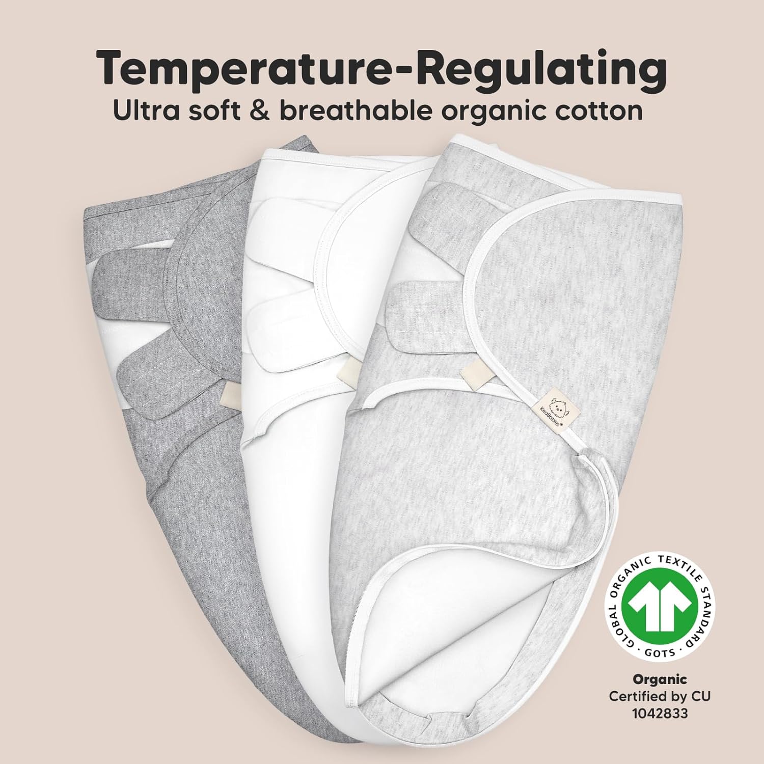 Baby Swaddle Sleep Sacks with Zipper - 3-Pack Swaddles for Newborns 0-3 Months, Infant, Baby Girls, Boys, Soft & Durable Newborn Sleep Sack, Easy Diaper Change Swaddling Blanket (Cloud)