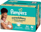 Pampers Swaddlers Diapers, Size 0 (up to 10 lbs), 84 Count, Absorbent, Keeps Baby Dry and Comfortable, Skin Safe Disposable Baby Diaper (Packaging May Vary)