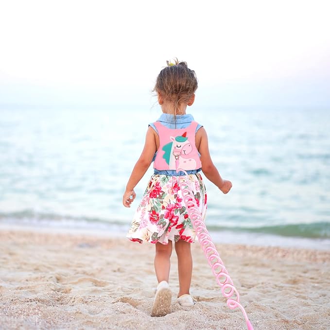 Toddler Leash-Baby Walking Safty Harness and Child Anti Lost Wrist Link for Girls/Boys Travel (Pink)