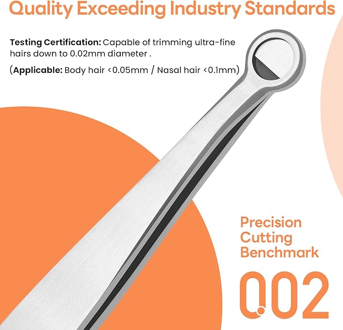 THRAU Nose Hair Trimmer for Men & Women, Stainless Steel Facial Hair Remover for Ear, Eyebrow and Beard, Round tip Trimming Tweezers, Body Grooming Kit