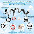 Car Seat Toys Hanging and Stroller Toys for Babies 0-6 Months，High Contrast Baby Toys for Newborn 0 3 Months Brain Development,Black and White Baby Toys for Crib Mobile，Infant Ideal Gift