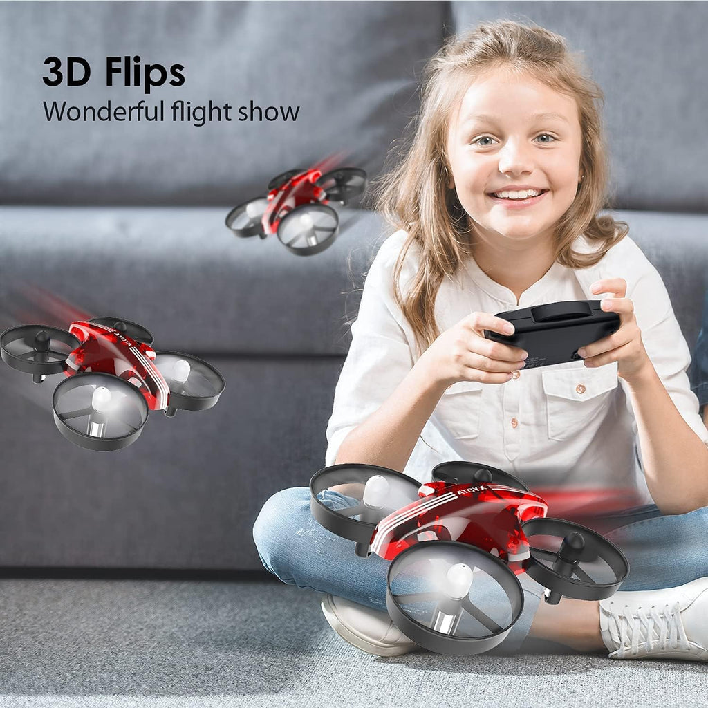 Mini Drone for Kids & Beginners, Indoor Portable Hand Operated/RC Nano Helicopter Quadcopter with Auto Hovering, Headless Mode & Remote Control, Children's Day Gift for Boys and Girls -Red.4-blade design delivers greater stability and increased thrust.