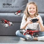 Mini Drone for Kids & Beginners, Indoor Portable Hand Operated/RC Nano Helicopter Quadcopter with Auto Hovering, Headless Mode & Remote Control, Children's Day Gift for Boys and Girls -Red.4-blade design delivers greater stability and increased thrust.