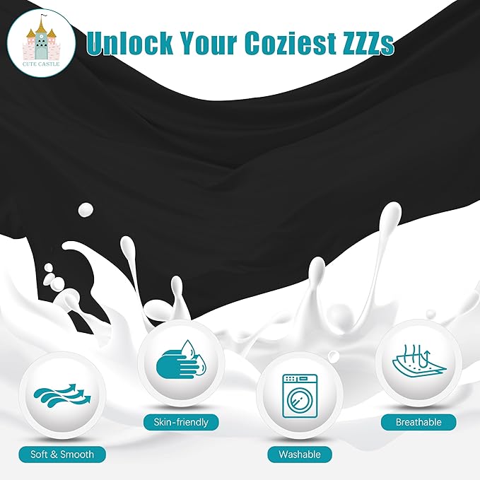 Cute Castle Pregnancy Pillows, Soft U-Shape Maternity Pillow with Removable Cover - Full Body Pillows for Adults Sleeping - Pregnancy Must Haves - Jumbo 57 Inch - Black