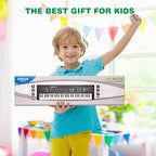 M SANMERSEN Kids Music Keyboard, 61-Key Portable Electronic Piano Toy with Microphone, Teaching Tool for Beginners, Ages 3-12, Black