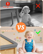 Edge Corner Protector Baby Proofing, 6.56FT 0.6'' Thicken L-Shape Furniture Fireplace Safety Bumper Guard with 6 Corners, Pre-Taped, Soft NBR Rubber Foam, Table Edge Protector for Baby (Grey)