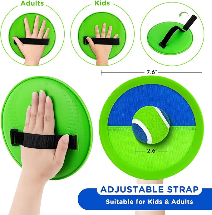 Ayeboovi Toss and Catch Ball Game Outdoor Beach Pool Toys for Kids Games 6 Paddle 3 Balls Pool Beach Lawn Yard Games 3 4 5 6 7 8+ Year Old Toddler Boys Girls Birthday Gift