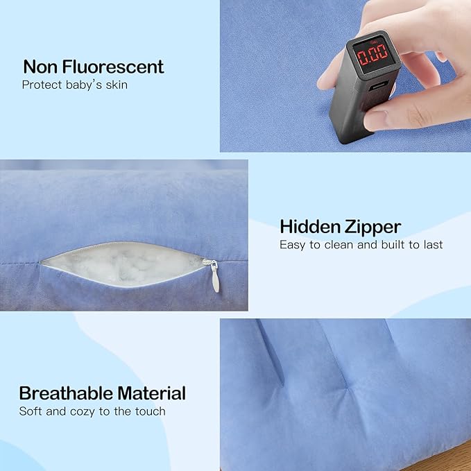 Baby Lounger for Newborn, Bionic Design Baby Lounger, Soft Organic Cotton Breathable Lounger for Infants 0-18 Months (Blue)