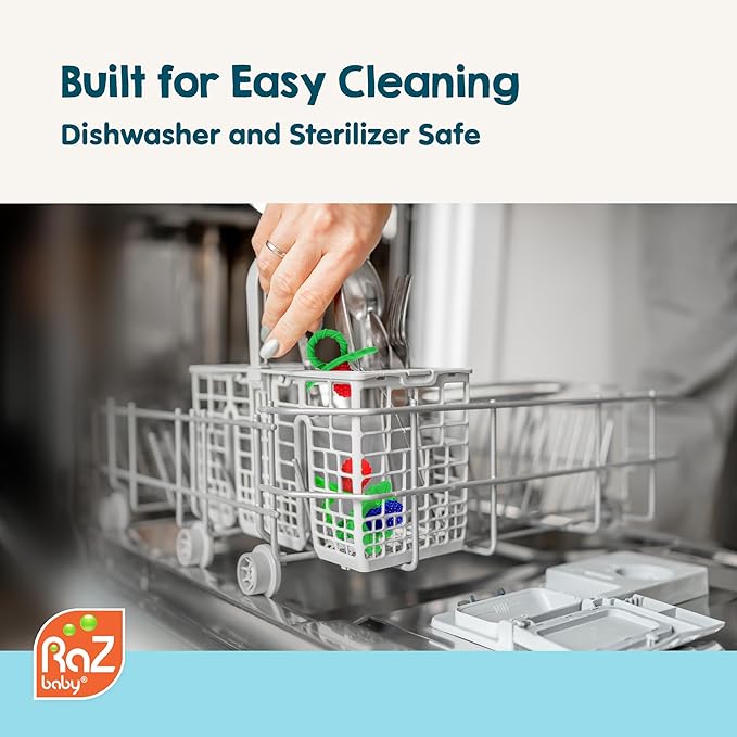 RaZbaby Dragon RaZbuddy w/RaZberry Teething Relief Pacifier – Soothes Sore Gums w/Nature-Inspired Texture, 100% BPA-Free Silicone Teether, Detachable Stuffed Animal – 3 Months+ Teether, Mint