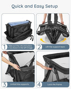 Lilian&Gema 2-in-1 Travel Crib, Portable Crib with Backpack, Lightweight Baby Travel Playpen, Foldable Play Yard with Thick Mattress for Babies & Toddlers, Baby Travel Essential