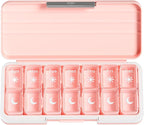 Zoksi Am Pm Pill Organizer 7 Day, Weekly Pill Box 2 Times a Day, Medicine Pill Organizer with Separate Compartment, Travel Pill Case Dispenser Portable for Vitamins, Fish Oils, Medicines(Pink)