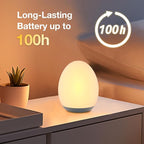 JolyWell Night Light for Kids, Baby Egg Light with 7 Colors Changing Mode & Stepless Dimming, Nursery Night Lamp BPA Free,Rechargeable Egg Night Light for Breastfeeding 1h Timer & Touch Control, Wood