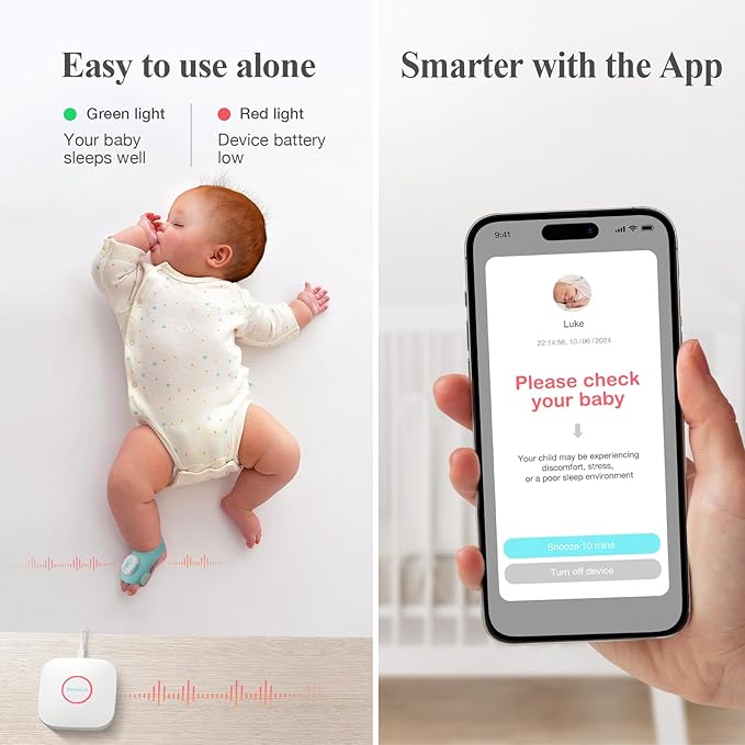 Sense-U Smart Sock Shoe Baby Monitor (Long Range) - Track Baby’s Heart Rate, Movement and Sleep from Anywhere
