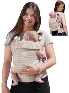 GROWNSY Baby Carrier Newborn to Toddler, Breathable Mesh Carrier(7-44lbs) with One-Click Sliding Clasp, Head Support, Ergonomic Design and Hands-Free Comfort, Almond Beige
