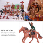 NUOBESTY Cowboys and Indians Plastic Figures Playset, Wild West Cowboys and Indians Models for Miniature Sandbox Decoration Educational Toys for Children