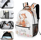 Cute Fox Little Bird Custom Kids Backpack 16.5 Inch for Boy Girl, Personalized Waterproof Child School Travel Bag with Name Option5