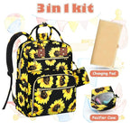 Baby Diaper Bag Backpack, Travel Diaper Bags for Baby Girl Boy Large Capacity Baby Bag Backpack for Women Sunflower