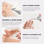 Baby Grooming Kit with Storage Pouch Baby Brush Soft Bristles 5 pcs-Infant Brush, Rounded Comb, Safety Scissors, Nail Clippers & Emery Board -Health Care Kit for Newborns & Toddlers Gray