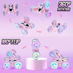 Remote Control Car, Double Sided 360°Rotating 4WD RC Cars, with Sparkling LED Wheels, 2.4GHz Electric Race Stunt Toy Car, Rechargeable Toy Cars for Boys Girls Birthday