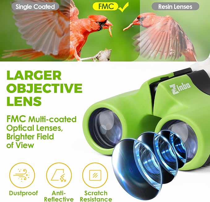 Binoculars for Kids, Toys for 3-12 Year Old Girls and Boys, Bird Watching Hiking 4 5 6 7 8 9 Year Old Girl Boy Christmas Birthday Gifts, Outdoor Toys for Kid Set with Magnifying Glass & Compass
