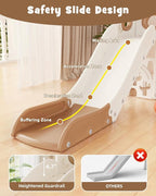 YUFU Toddler Slide Set, 11 in 1 Kids Slide for Toddlers 1-3, Toddler Playset with Climbing Bridge, Golf Set, Basketball Hoop, Indoor Outdoor Playground (Brown)