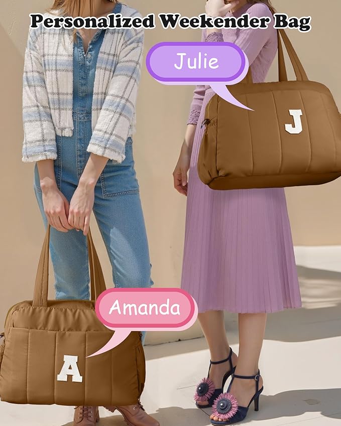 Girls Trendy Stuff-Duffle Bag with Letter, Carry On Bags for Women，Overnight Bag with Wet Pocket，Lightweight Travel Bags Personalized Gym Tote with Makeup Pouch