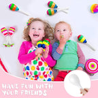 Leitee 6 Pcs DIY Wood Maracas Unfinished Hand Painted Maracas Party Favor Wooden Rumba Shakers Hand Percussion Rattles Musical Instruments with Clear Sound for Kid Adult (White)