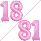 GOER Number 18 Balloons for 18th Birthday Sweet 18 Party Decorations,42 Inch Jumbo Foil Helium 81 Balloons for 81st Birthday Party Decoration (Light Pink)