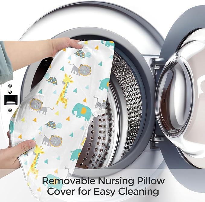 Little Grape Land Nursing Pillow,Upgraded Breast Feeding Pillow for Mom,Breastfeeding & Bottle Feeding for 0–19 Months, Soft Machine Washable Cover with Firm Breathable Filling, Tummy Time,Animals