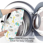 Little Grape Land Nursing Pillow for Infants, Breastfeeding Pillows, Baby Support Pillow for Nursing, Bottle Feeding, Tummy Time with Machine Washable Cover & Breathable Filling (Woodland Animals)