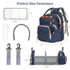 Baby Diaper Bag Backpack, with Diaper Changing Station, Multi-functional Travel Diaper Waterproof Backpack, for Baby Boys and Girls, Folding Portable Nappy Changing Mat and Sun Canopy(Large Blue)