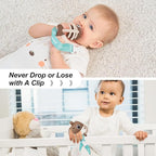 Baby Teething Toys 3-6 Months with Pacifier Clip, Mombella Clownfish Teether for Babies 6-12 Months, Food Grade Silicone Infant Teething Relief Toy, Baby Shower Gifts for Newborn Boys Girls, Tanned