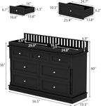 Baby Dresser with Changing Table Top, Black Dresser for Nursery with 7 Storage Drawers, Multi-Functional Baby Changing Table, Modern Diaper Nursery Dressers Station for Kids Bedroom