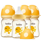 YOHKOH PPSU Baby Bottle Wide Neck, Newborn Anti-Colic Baby Bottle with Natural Response Nipple, Streamlined Body, Easy to Clean (5.4oz (Pack of 4), Yellow)