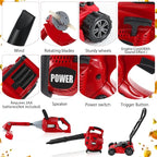 3 Pcs Toy Gardening Tool Set for Kids Toy Leaf Blower Weed Trimmer Push Lawn Mower Pretend Play Set with Lights and Sounds Christmas Birthday Gifts for Boys Girls