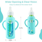2 Pack Silicone Sleeves for Dr. Brown's Glass Baby Bottles, Anti Breakage Durable Baby Bottle Holder with Easy Grip Handles, Narrow Sleeve with a Cutout, Dishwasher/Freezer/Microwave Safe, 8 oz