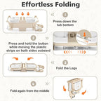 Collapsible Baby Bathtub for Newborn, Foldable Baby Bath Tub with Thermometer & Soft Floating Cushion & Drain Hole, Portable Travel Infant Bath Tubs for Newborns to Toddlers 0-36 Months Boys, Beige