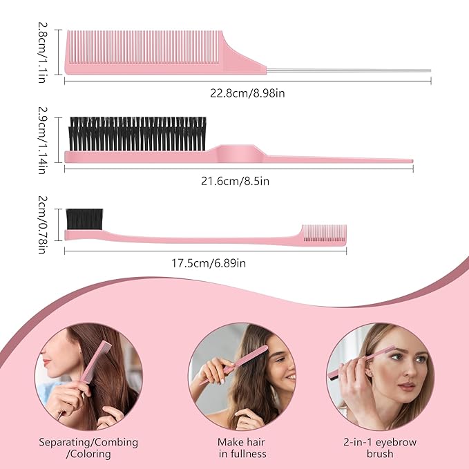 Curl Defining Brush, Curly Hair Brush, Slick Back Hair Brush, For Combing and Shaping Curls in All Hairstyles to Reduce Pulling (Pink)