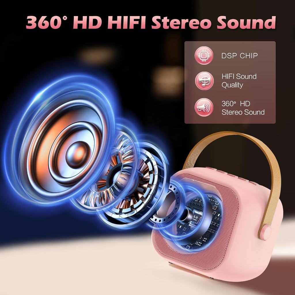 Mini Karaoke Machine for Kids Girls, Kids Karaoke Machine with 2 Wireless Microphones and LED Lights Toys for Christmas Birthday Party, Gifts for 4 5 6 7 8 9 10 11 12 Years