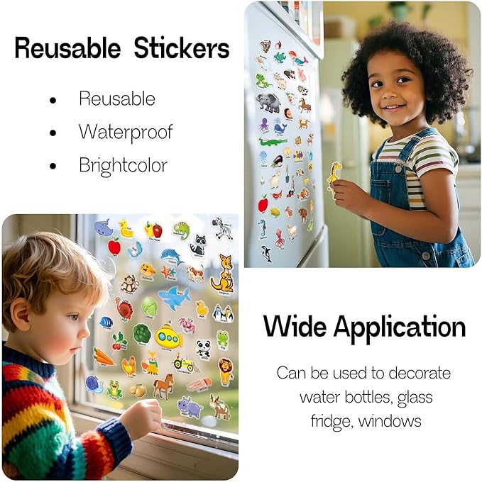 Reusable Sticker Books for Toddlers 1-3, 3 Sets Sticker Books for Toddlers 2-4 Years, Toddler Travel Toys for Kids 2 3 4 Year Old Girls Boys