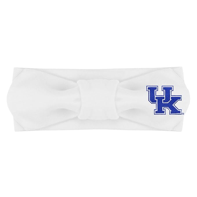 Creative Knitwear Kentucky Wildcats Infant Girls White Solid Hair Knot Headband Embroidered Logo - Size Newborn - 4T