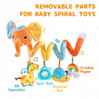 Koty Car Seat Toys, Spiral Car Seat Toy for Infant, Baby Stroller Toys Hanging Crib Activity Toy for CarSeat Crib Bed Stroller, Elephant Hanging Rattle Gifts for Babies 0-6 Months (Orange Elephant)