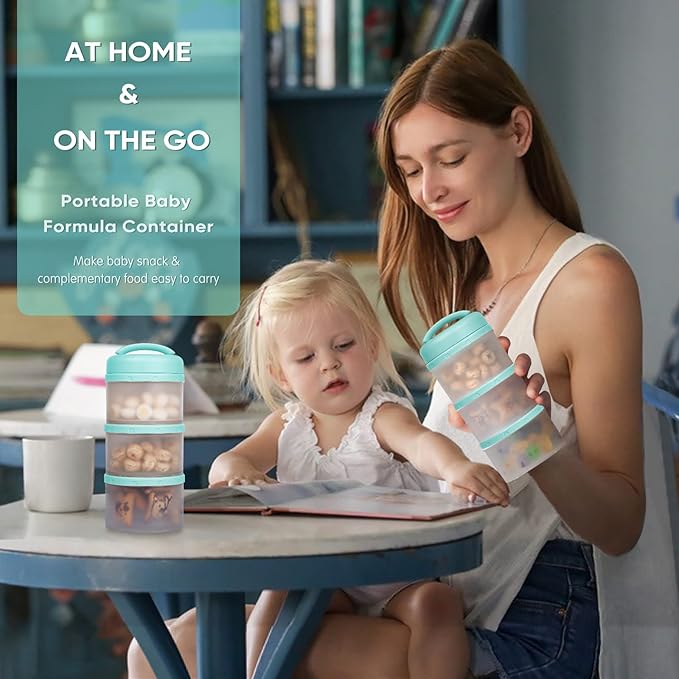 Termichy Stackable Formula Dispenser Portable Milk Powder Container, 2 Pack, Mint